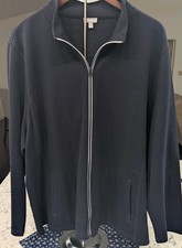 Talbots Plus Size 3X Navy Blue Full-Zip Piqu  Knit Cardigan Jacket 4 Pockets