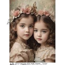 Girls in Floral | A4 Rice Paper | Paper for Decoupage | AB Studios