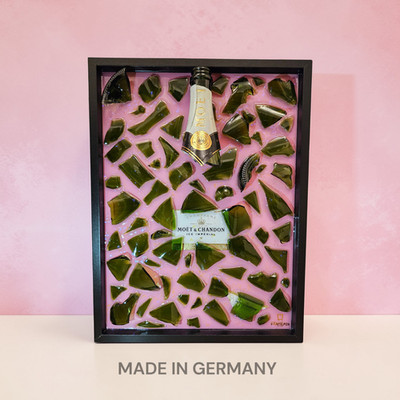 Moët & Chandon Wandbild 3D 30x40 cm   Broken Bottle Art Epoxidharz Bar Deko NEU