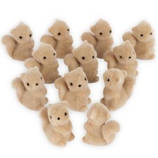 Miniature Flocked Squirrel Figurines - Fall Nature Crafts - You Choose