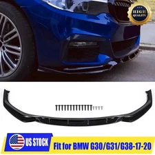Front Bumper Lip Black For 17-20 BMW 5-Series G30 G31 G38 540i M Sport GT Style