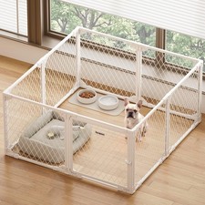 24" Dog Playpen 8 Panel White Metal Puppy Exercise Pen Indoor Pet Fence Gate