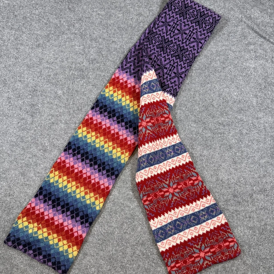 Bufanda Robert Mackie de Escocia Fair Isle Lana Hecha en Escocia Reversible Foto 3 de 3