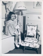 1948 Photo Press Children Little Girl Pretty Doll Toy Smiling Face Vintage