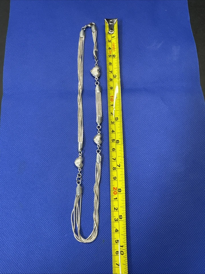 VINTAGE 925 Sterling Silver HEARTS Necklace 26.7g - Imagem 3 de 4