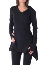 Long shirt tunic with pointed hood, all season dress, top elf tunic No. 60