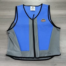 NEW Ergodyne Chill-Its 6667 PVA Cooling Vest Zip Front Mens Large Blue Work Gear