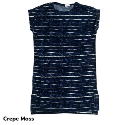 Large CHELSEA LuLaRoe T-Shirt Dress ~ BLACK, BLUE & WHITE STRIPES ~ Sizes 12-14