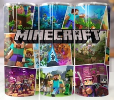 Pixel Block Collage Tumbler 20oz Inspired by Mining Game Stainless Steel Cup