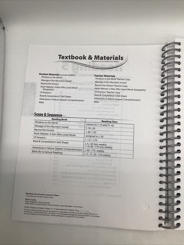 Abeka 5th Grade Complete Reading Set6 Readers, Skills Sheets