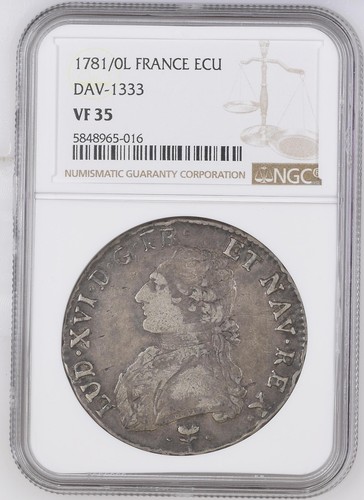 1781/0-L FRANCE LOUIS XVI SILVER ECU BAYONNE MINT KM564.9, DAV-1333, NGC VF-35 - Picture 4 of 5
