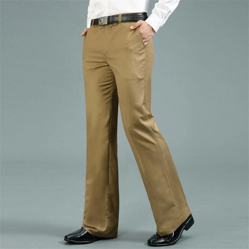 Herren Glockenboden Hose Schlag Formell Elegant Slim Fit Freizeithose - Bild 15 von 25