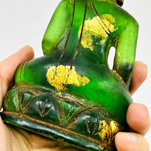 Antigua estatua de piedra verde de Buda de cristal de cuarzo Leklai KruHod amuleto tailandés 18035 - Imagen 7 de 11