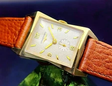 Vintage LONGINES 17J Manual Wind Retro Men's Watch W/ Hobnail Dial & Unique Case