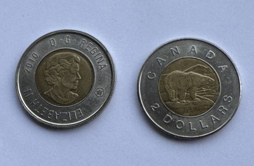 Double Sided Canadian 2 Dollar Coin Pair. Same Sided Toonie Heads + Tails Coin - Picture 2 of 7