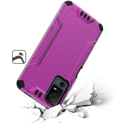 For TCL 40 XL T608M Slim Brushed Hybrid Case Cell Phone Cover + Tempered Glass - Picture 12 of 21