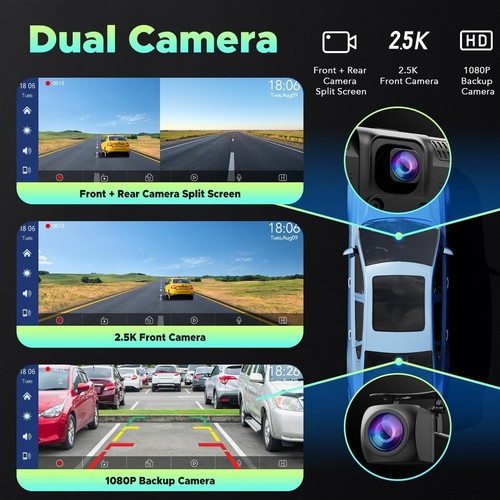 9.26" 2.5K Dash Cam Car Stereo For Apple Carplay & Android Auto GPS +Rear Camera - Picture 3 of 10