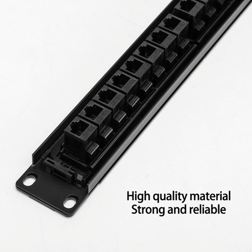 19Inch 1U Cabinet Rack Pass-Through 24 Port CAT6 Patch Panel RJ45 Cable Adapter - Photo 7/7