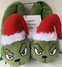 NEW 3D GRINCH Santa SLIPPERS Livergy PLUSH Christmas XMAS Mens Size 9