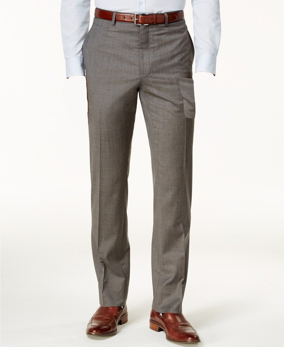 lauren ralph lauren solid ultraflex classic-fit dress pants $335 Men Slim Fit Trousers Gray Check Flat Front 43w Product Details Button closure