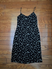Ann Taylor Floral Spaghetti Strap Black & Tan Dress Sz 2 Fully Lined