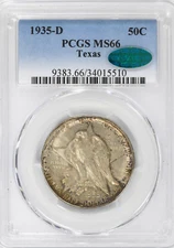 1935-D Texas Independence Centennial Half Dollar Commemorative PCGS MS66 CAC