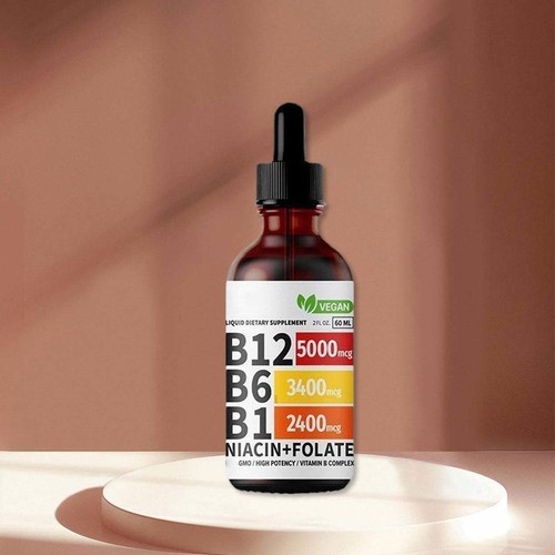 Vitamin B12 and B6 Liquid Drops, B12 Sublingual B Complex - B12 5000mcg 60ml - Picture 4 of 13