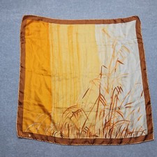 Vintage Vera Yellow Brown Floral Hand Rolled Silk Scarf