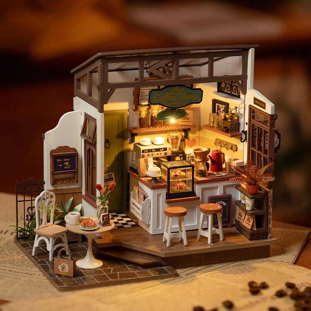 Rolife DIY LED Café Miniature House kit Dollhouse for Kids/Teens Gift DG162