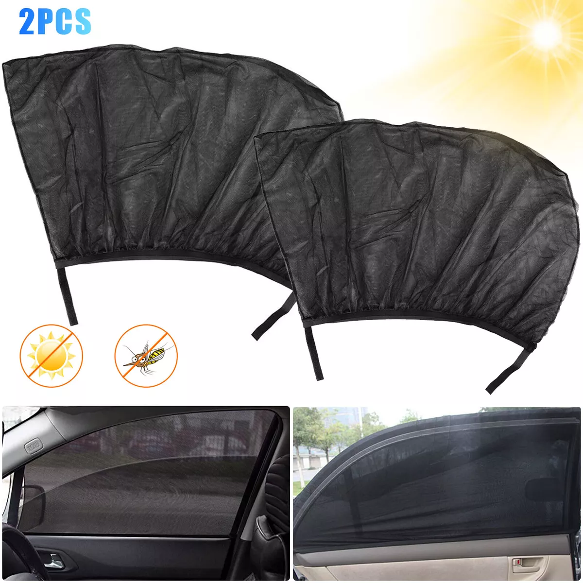 2PCS Car Side Rear Window Sun Shade UV Block Shield Mesh Cover Visor  Accessories