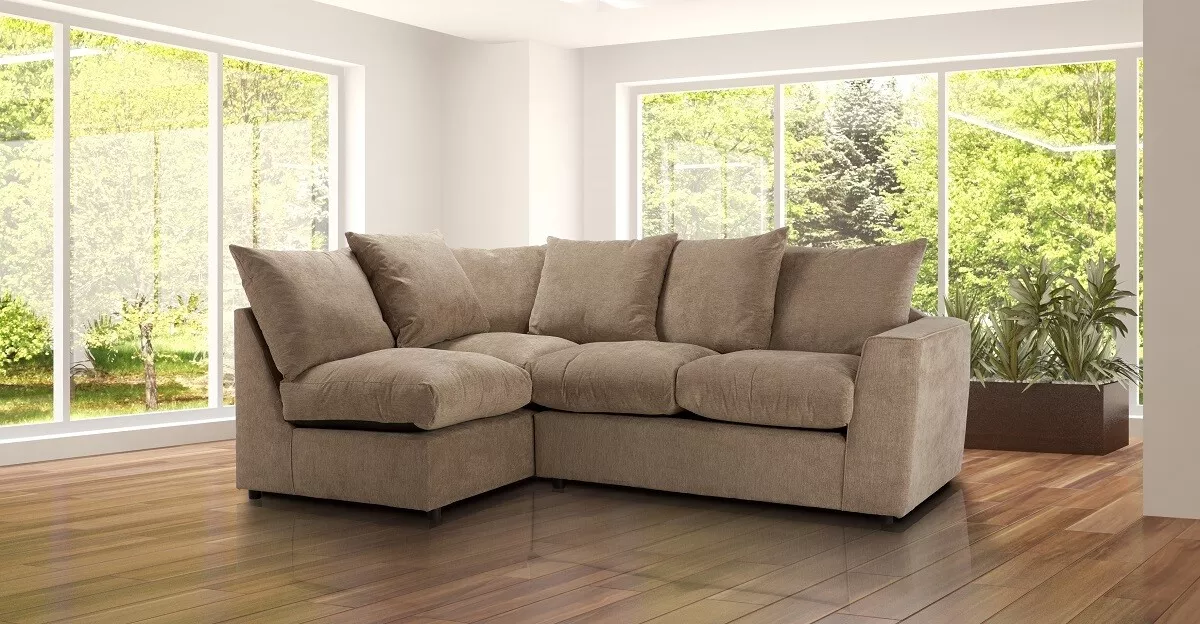 Beige Fabric Material Corner Sofa Ethan Left or Right Hand Facing