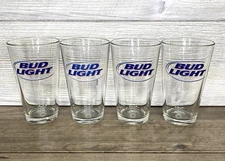 Bud Light Beer Pint Drinking Glasses Drinkware Set Of 4