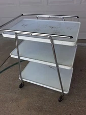 Vintage Cosco Rolling Cart Chrome Metal Bar Kitchen Utility  Mid Century Modern