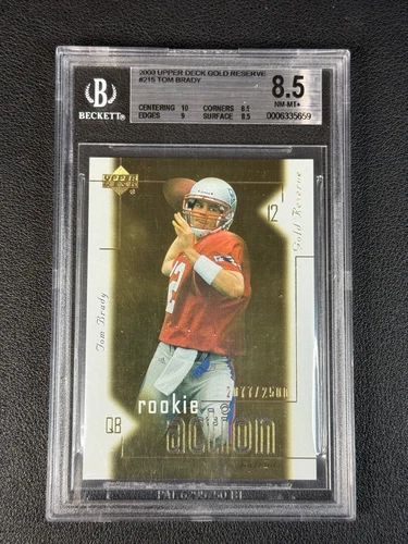 TOM BRADY BGS 8.5 2000 UPPER DECK GOLD RESERVE #215 ROOKIE CARD RC 2077/2500