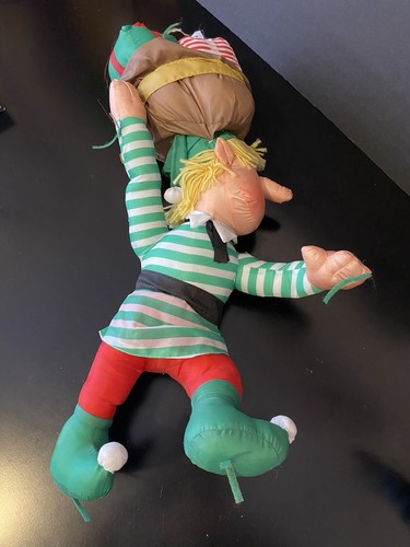 (3) VTG Santa’s Elf Helpers Nylon Plush Santa & Friends Climbing Ladder 19”-24” - Picture 2 of 16