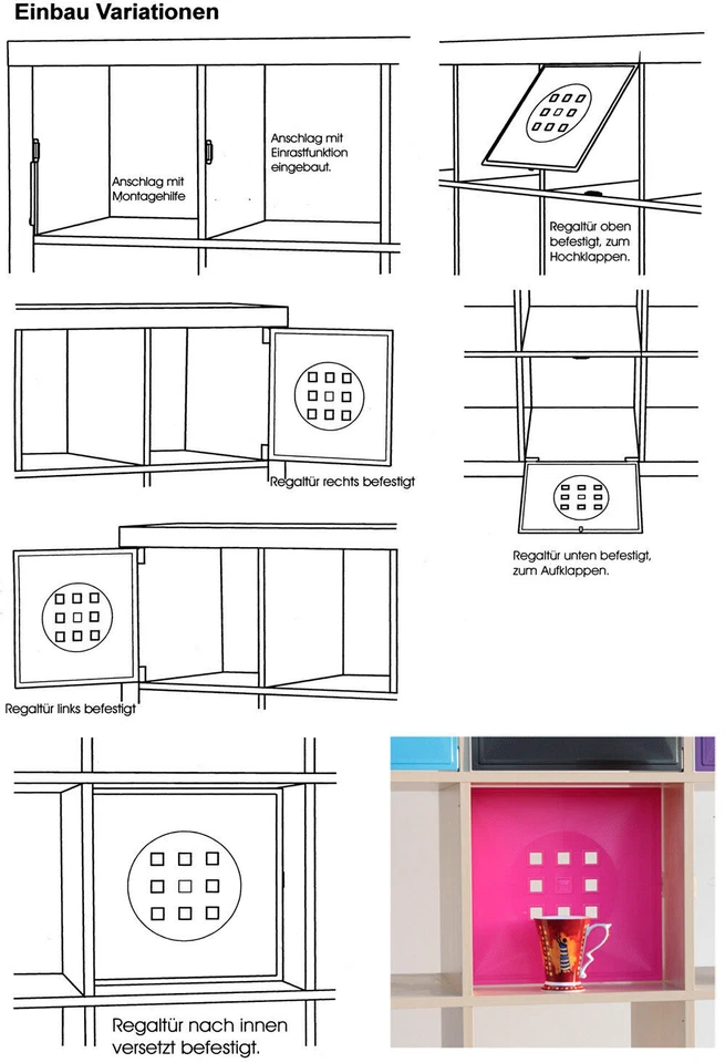 Regaltür Würfel Regal Flexi Ikea Expedit Kallax Ergänzung Einsatz mit Tür+Lekman - Bild 4 von 4