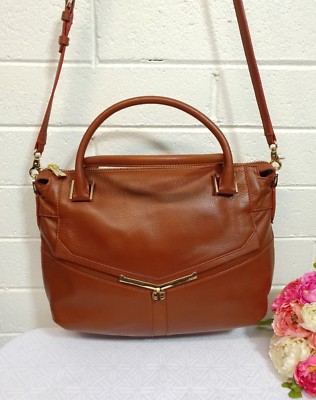 BOTKIER  BRITISH TAN LEATHER GOLD TONE HARDWARE CROSSBODY HANDBAG X LARGE PURSE