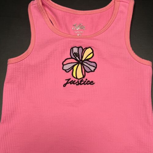 JUSTICE Girl’s Pink Tank Top With Flower Design Size Extra Small Size 5/6 - Picture 4 of 15