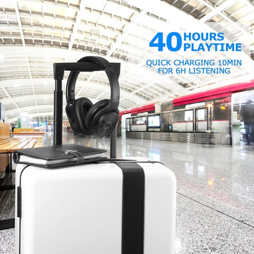 Active Noise Cancelling Headphones 40h Playtime Wireless Bluetooth Headset With - Picture 4 of 6