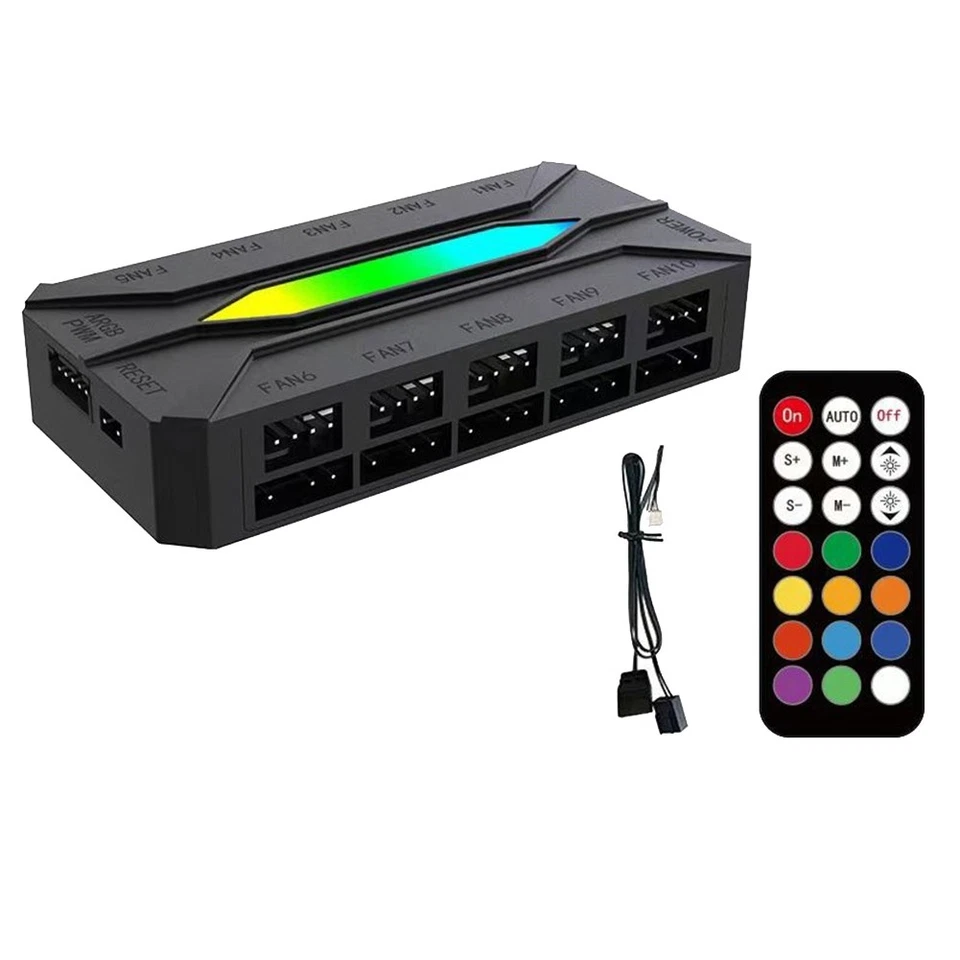 Dual Ten-Way ARGB Controller Computer Cooling Chassis Fan PWM Temperatur8126