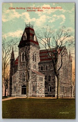 Phillips Academy Old Library, Andover Mass, 1914 Office Building Postcard