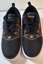 Heelys Pro 20 Black Red Flame Print Lace-Up Skate Wheel Sneaker Shoes Youth 4