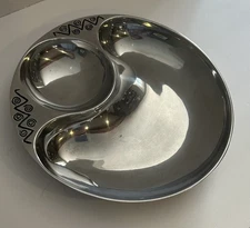 Wilton Armetale Pewter Reggae Round Chip and Dip Serving Dish Platter 10 1/2"