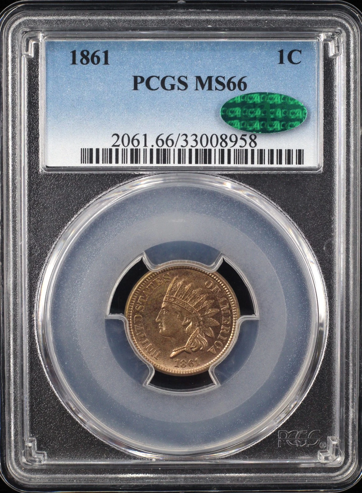 1861 INDIAN HEAD CENT 1C PCGS MS66 CAC (PQ116)