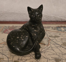 Vintage Capella of Dartington Cat Figurine, Black Resin, Signed J Pecorini