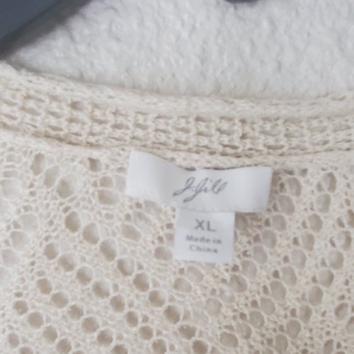 J.Jill Women's Sheer Open Knit Cardigan Long Sleeve Size XL Silk and Linen Beige - Picture 8 of 8