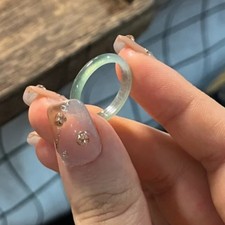 Certified natural A-grade jadeite Oil blue Minimally designed ring 16-20mm