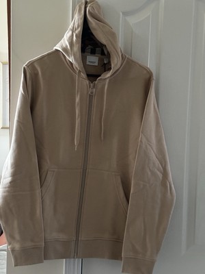 BURBERRY AUTHENTIC HOVE CHECK EMBROIDERED LOGO ZIP Sm SOFT FAWN
