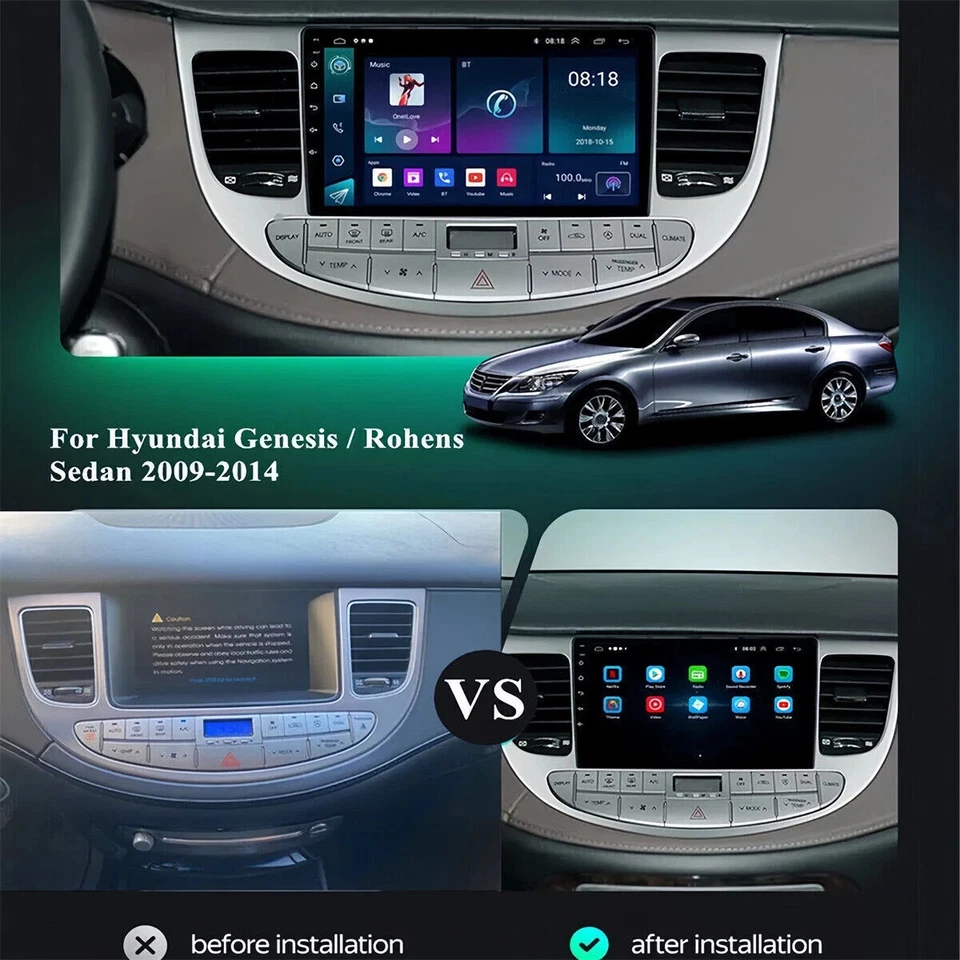 For 2009-2014 Hyundai Genesis Sedan Apple Carplay Radio Android 13 GPS WIFI SWC - Image 2 of 4