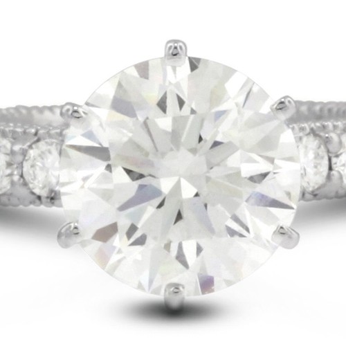 Anillo de oro blanco con diamantes naturales brillantes redondos D SI2 3,21 ctw D SI2 - Imagen 4 de 17
